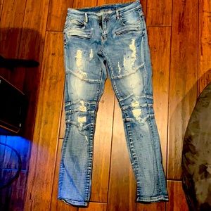 Men’s Waist 32 Blue Slim Straight Jeans Ripped